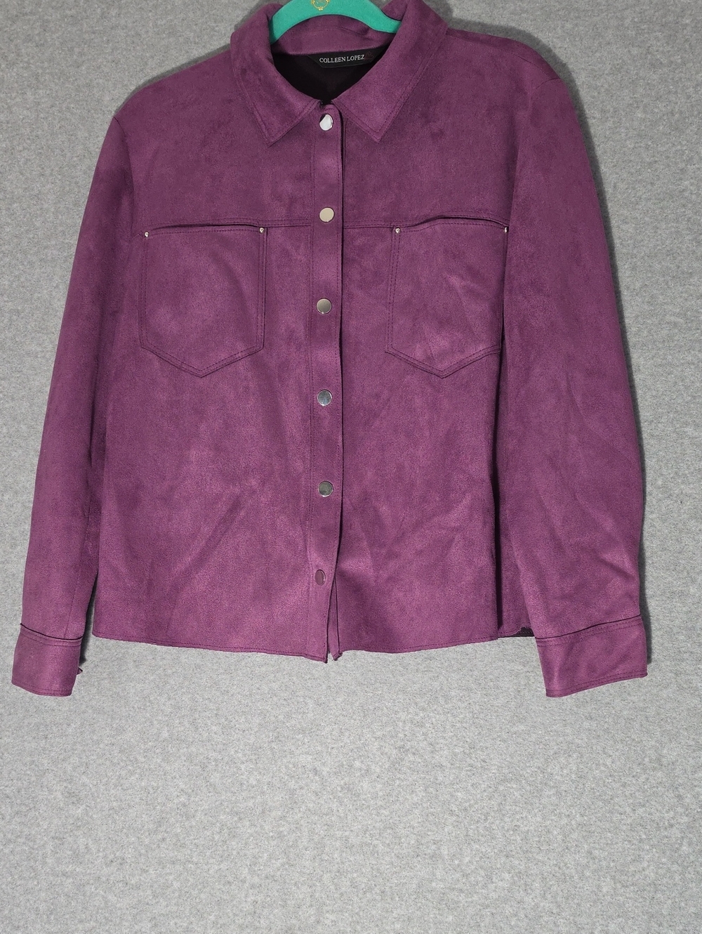 Colleen Lopez Plum Suede Button-Front Jacket